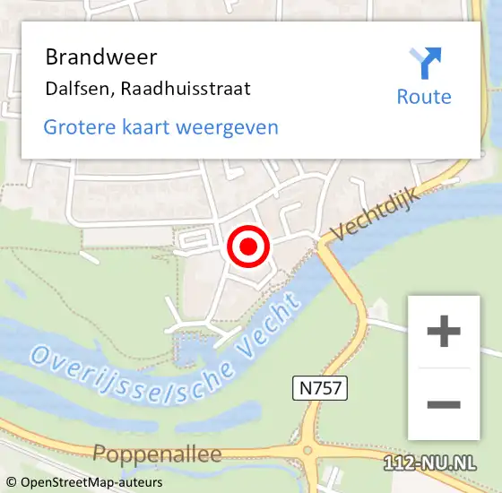 Locatie op kaart van de 112 melding: Brandweer Dalfsen, Raadhuisstraat op 14 april 2020 16:44