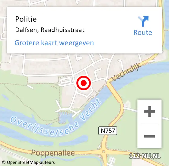 Locatie op kaart van de 112 melding: Politie Dalfsen, Raadhuisstraat op 14 april 2020 16:55