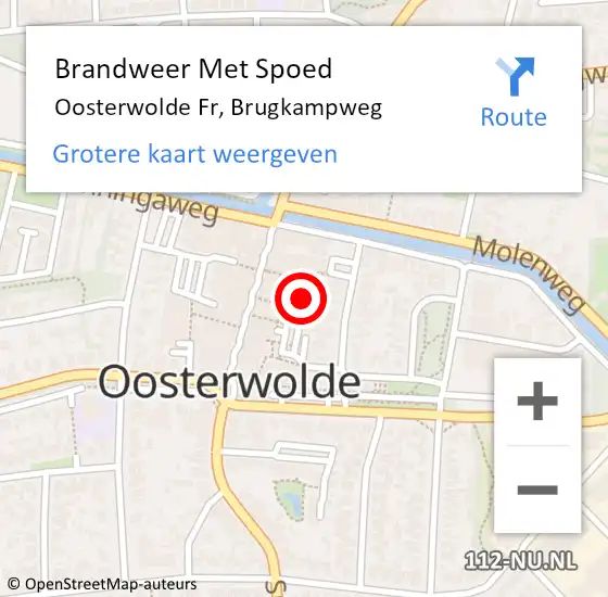 Locatie op kaart van de 112 melding: Brandweer Met Spoed Naar Oosterwolde Fr, Brugkampweg op 4 mei 2014 01:14