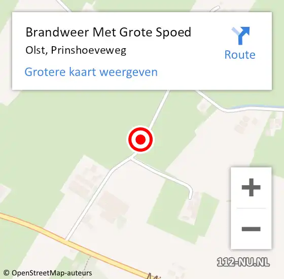 Locatie op kaart van de 112 melding: Brandweer Met Grote Spoed Naar Olst, Prinshoeveweg op 14 april 2020 18:21