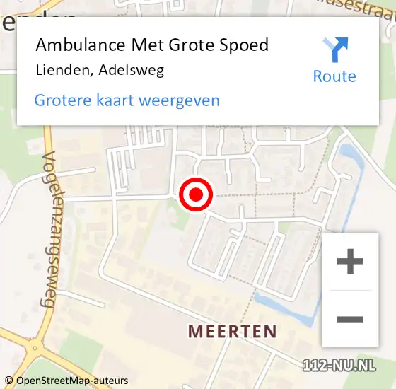 Locatie op kaart van de 112 melding: Ambulance Met Grote Spoed Naar Lienden, Adelsweg op 14 april 2020 18:39