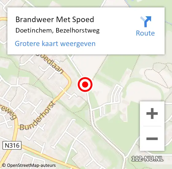 Locatie op kaart van de 112 melding: Brandweer Met Spoed Naar Doetinchem, Bezelhorstweg op 14 april 2020 20:02