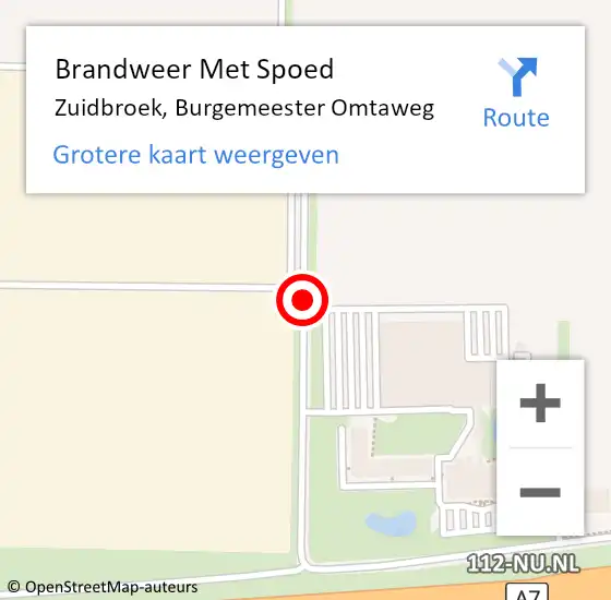 Locatie op kaart van de 112 melding: Brandweer Met Spoed Naar Zuidbroek, Burgemeester Omtaweg op 14 april 2020 20:54