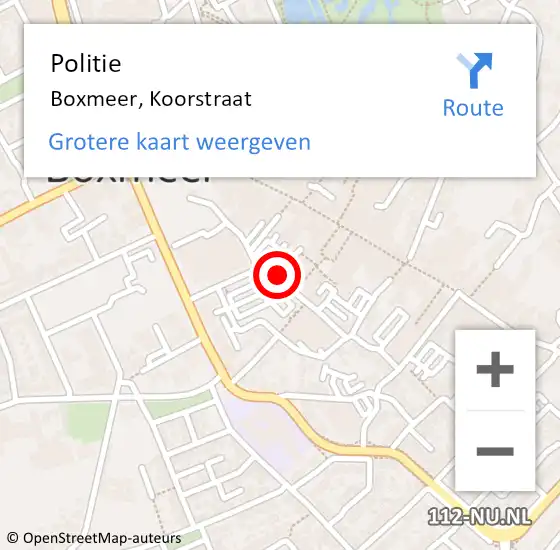 Locatie op kaart van de 112 melding: Politie Boxmeer, Koorstraat op 14 april 2020 20:56