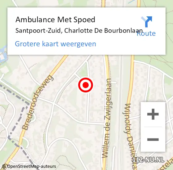 Locatie op kaart van de 112 melding: Ambulance Met Spoed Naar Santpoort-Zuid, Charlotte De Bourbonlaan op 14 april 2020 21:33