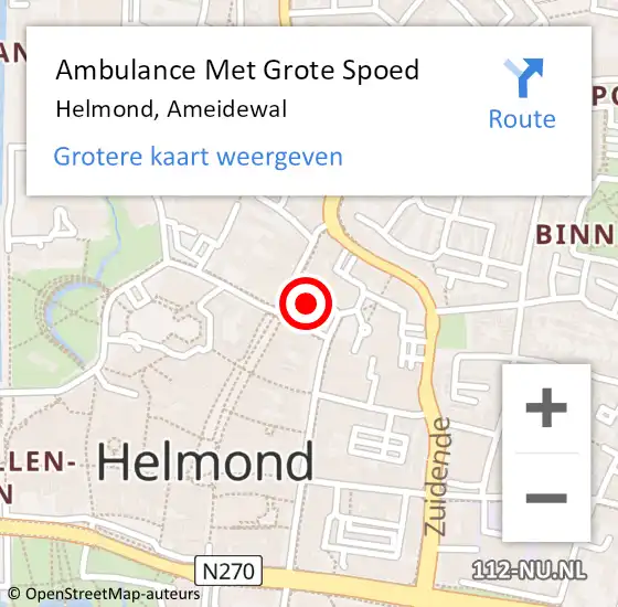 Locatie op kaart van de 112 melding: Ambulance Met Grote Spoed Naar Helmond, Ameidewal op 15 april 2020 07:00