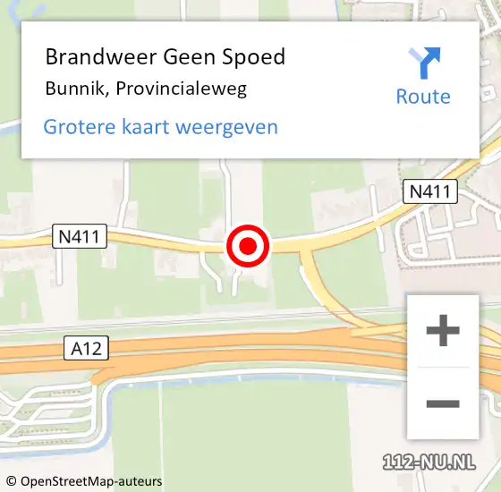 Locatie op kaart van de 112 melding: Brandweer Geen Spoed Naar Bunnik, Provincialeweg op 15 april 2020 07:24