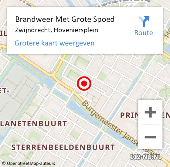 Locatie op kaart van de 112 melding: Brandweer Met Grote Spoed Naar Zwijndrecht, Hoveniersplein op 4 mei 2014 02:14