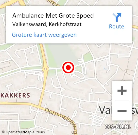 Locatie op kaart van de 112 melding: Ambulance Met Grote Spoed Naar Valkenswaard, Kerkhofstraat op 15 april 2020 08:34