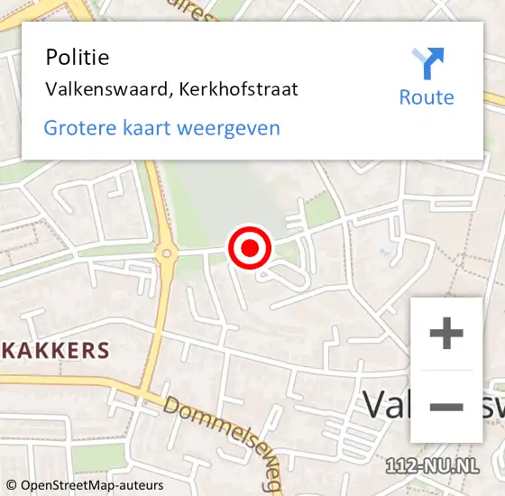 Locatie op kaart van de 112 melding: Politie Valkenswaard, Kerkhofstraat op 15 april 2020 08:34