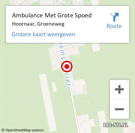 Locatie op kaart van de 112 melding: Ambulance Met Grote Spoed Naar Hoornaar, Groeneweg op 15 april 2020 09:04