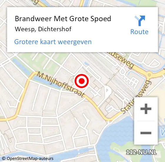 Locatie op kaart van de 112 melding: Brandweer Met Grote Spoed Naar Weesp, Dichtershof op 15 april 2020 11:41