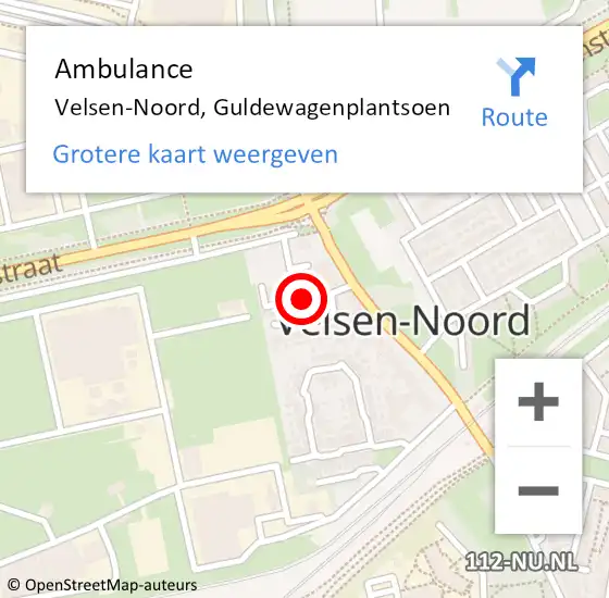 Locatie op kaart van de 112 melding: Ambulance Velsen-Noord, Guldewagenplantsoen op 15 april 2020 12:31