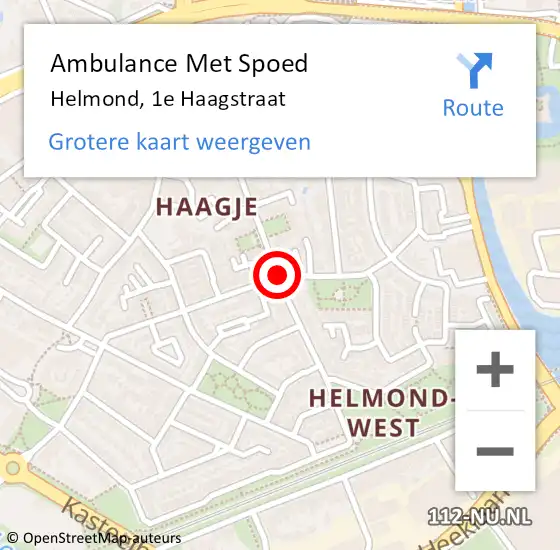 Locatie op kaart van de 112 melding: Ambulance Met Spoed Naar Helmond, 1e Haagstraat op 15 april 2020 12:43