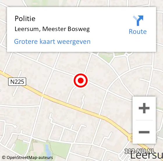 Locatie op kaart van de 112 melding: Politie Leersum, Meester Bosweg op 15 april 2020 13:27