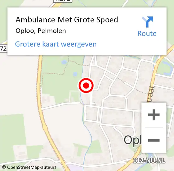 Locatie op kaart van de 112 melding: Ambulance Met Grote Spoed Naar Oploo, Pelmolen op 4 mei 2014 03:33