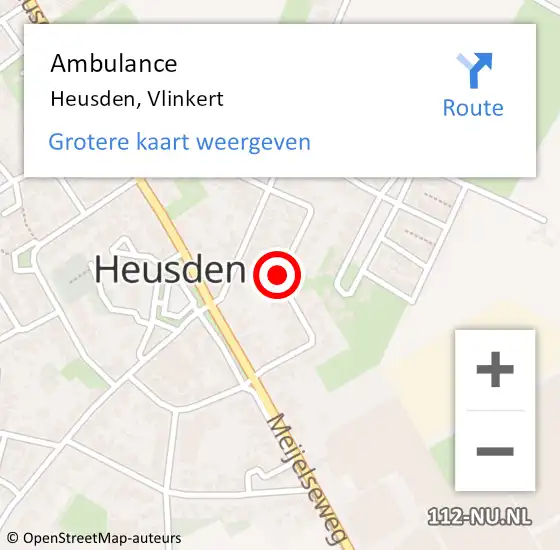 Locatie op kaart van de 112 melding: Ambulance Heusden, Vlinkert op 15 april 2020 15:53