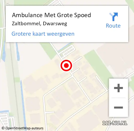 Locatie op kaart van de 112 melding: Ambulance Met Grote Spoed Naar Zaltbommel, Dwarsweg op 15 april 2020 16:24