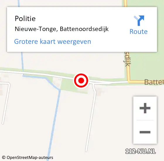 Locatie op kaart van de 112 melding: Politie Nieuwe-Tonge, Battenoordsedijk op 15 april 2020 17:15