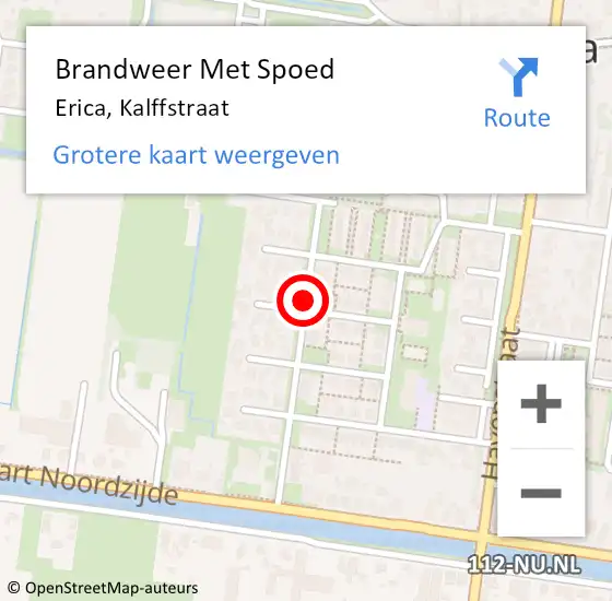 Locatie op kaart van de 112 melding: Brandweer Met Spoed Naar Erica, Kalffstraat op 15 april 2020 17:39