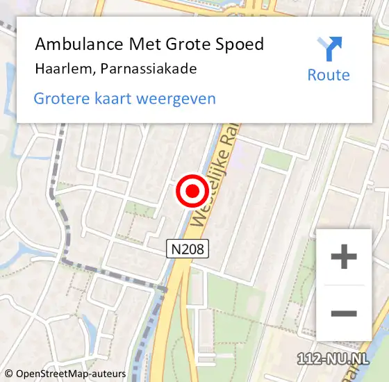 Locatie op kaart van de 112 melding: Ambulance Met Grote Spoed Naar Haarlem, Parnassiakade op 15 april 2020 18:29