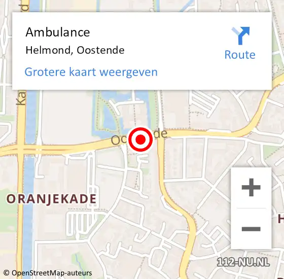 Locatie op kaart van de 112 melding: Ambulance Helmond, Oostende op 15 april 2020 19:05