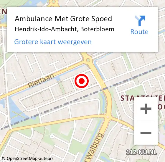Locatie op kaart van de 112 melding: Ambulance Met Grote Spoed Naar Hendrik-Ido-Ambacht, Boterbloem op 15 april 2020 22:05