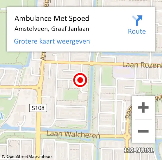 Locatie op kaart van de 112 melding: Ambulance Met Spoed Naar Amstelveen, Graaf Janlaan op 15 april 2020 22:29