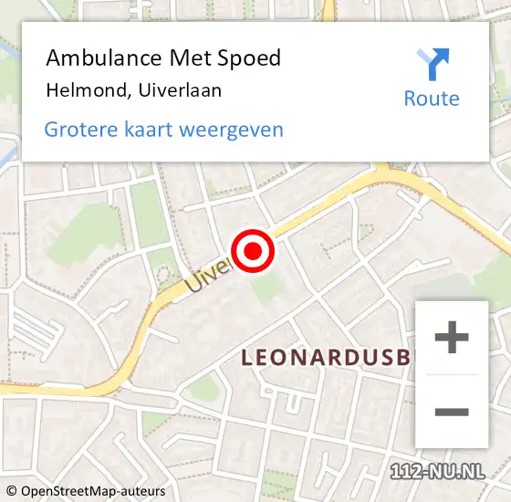 Locatie op kaart van de 112 melding: Ambulance Met Spoed Naar Helmond, Uiverlaan op 16 april 2020 01:06