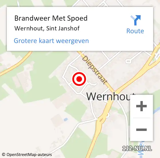 Locatie op kaart van de 112 melding: Brandweer Met Spoed Naar Wernhout, Sint Janshof op 16 april 2020 03:27