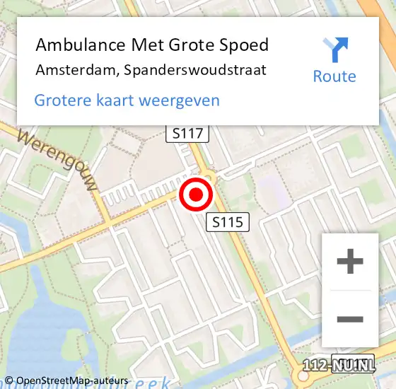 Locatie op kaart van de 112 melding: Ambulance Met Grote Spoed Naar Amsterdam, Spanderswoudstraat op 16 april 2020 05:21