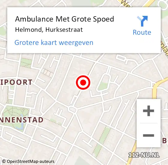 Locatie op kaart van de 112 melding: Ambulance Met Grote Spoed Naar Helmond, Hurksestraat op 16 april 2020 06:20