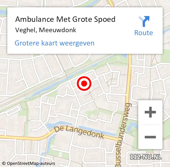 Locatie op kaart van de 112 melding: Ambulance Met Grote Spoed Naar Veghel, Meeuwdonk op 16 april 2020 06:31