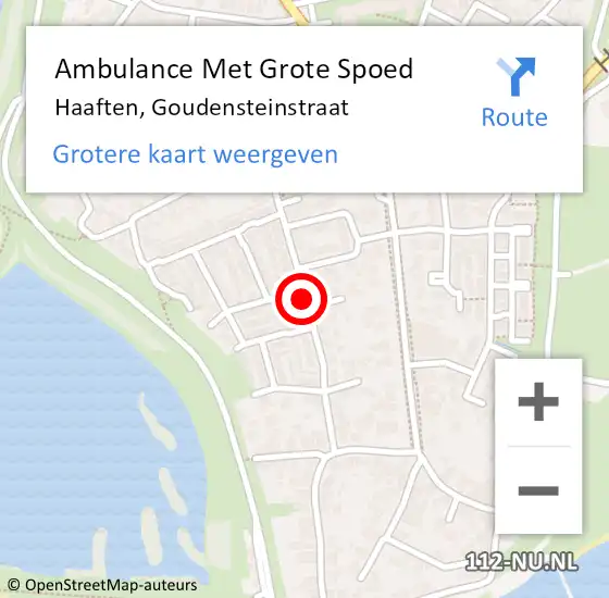 Locatie op kaart van de 112 melding: Ambulance Met Grote Spoed Naar Haaften, Goudensteinstraat op 16 april 2020 07:53