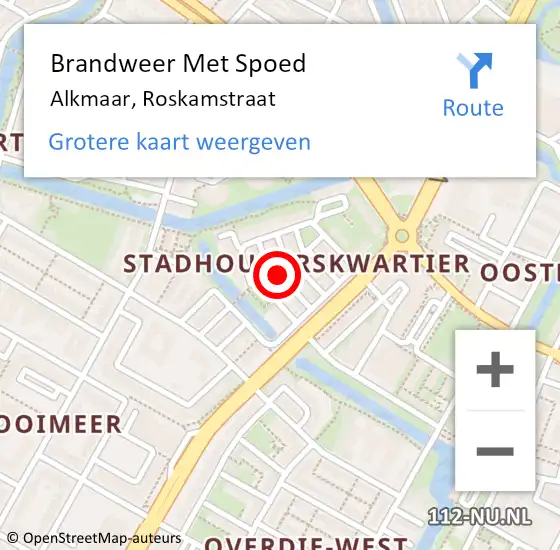 Locatie op kaart van de 112 melding: Brandweer Met Spoed Naar Alkmaar, Roskamstraat op 16 april 2020 08:40