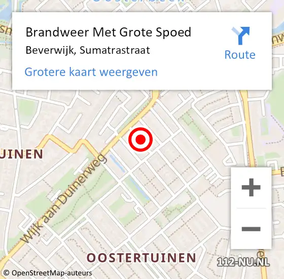 Locatie op kaart van de 112 melding: Brandweer Met Grote Spoed Naar Beverwijk, Sumatrastraat op 16 april 2020 10:09