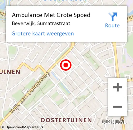 Locatie op kaart van de 112 melding: Ambulance Met Grote Spoed Naar Beverwijk, Sumatrastraat op 16 april 2020 10:10