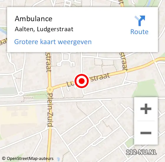 Locatie op kaart van de 112 melding: Ambulance Aalten, Ludgerstraat op 30 september 2013 19:59