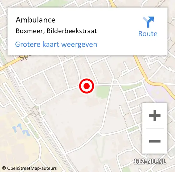 Locatie op kaart van de 112 melding: Ambulance Boxmeer, Bilderbeekstraat op 16 april 2020 10:21