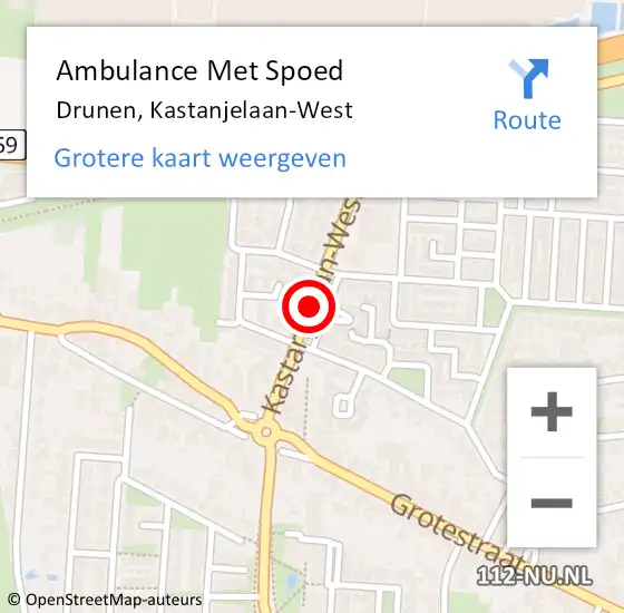 Locatie op kaart van de 112 melding: Ambulance Met Spoed Naar Drunen, Kastanjelaan-West op 16 april 2020 10:25