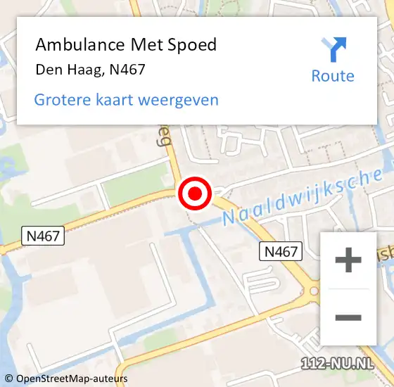 Locatie op kaart van de 112 melding: Ambulance Met Spoed Naar Den Haag, N467 op 16 april 2020 11:37