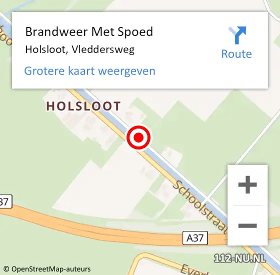 Locatie op kaart van de 112 melding: Brandweer Met Spoed Naar Holsloot, Vleddersweg op 4 mei 2014 06:45