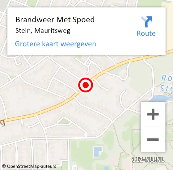 Locatie op kaart van de 112 melding: Brandweer Met Spoed Naar Stein, Mauritsweg op 16 april 2020 12:34