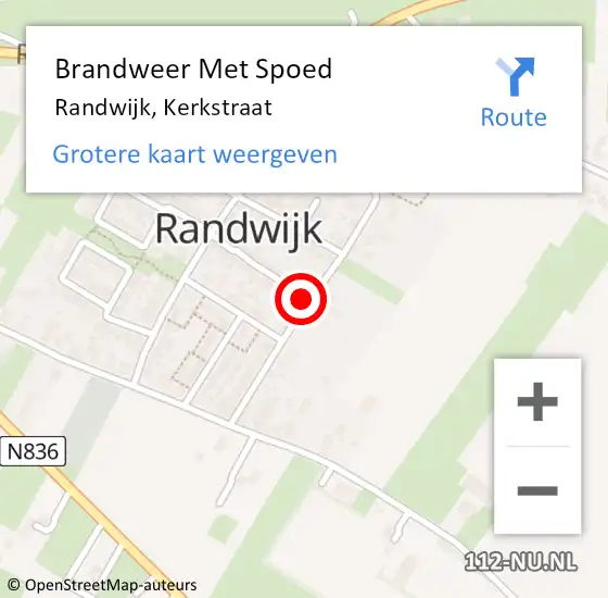 Locatie op kaart van de 112 melding: Brandweer Met Spoed Naar Randwijk, Kerkstraat op 16 april 2020 12:59