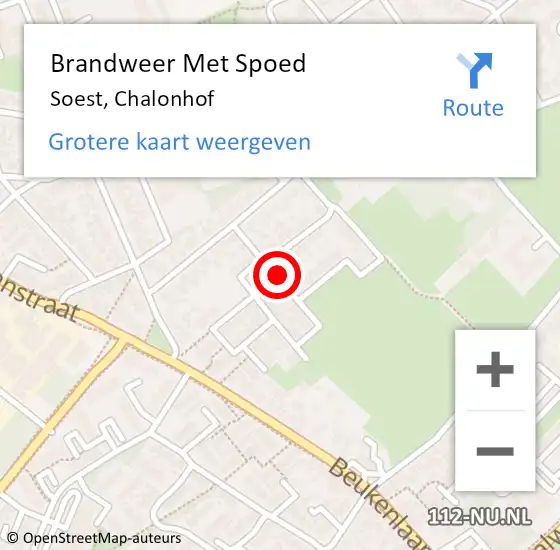 Locatie op kaart van de 112 melding: Brandweer Met Spoed Naar Soest, Chalonhof op 16 april 2020 13:05