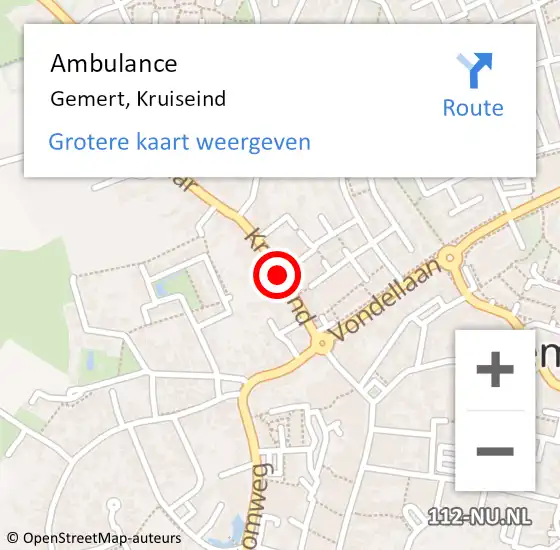 Locatie op kaart van de 112 melding: Ambulance Gemert, Kruiseind op 16 april 2020 14:12