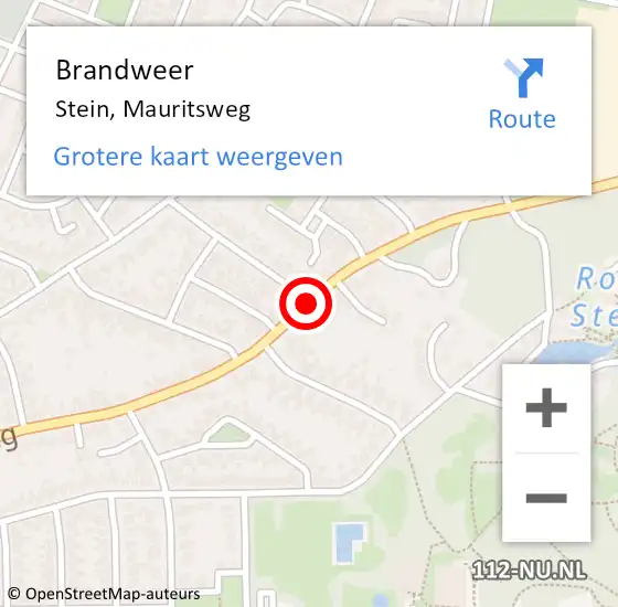 Locatie op kaart van de 112 melding: Brandweer Stein, Mauritsweg op 16 april 2020 14:38