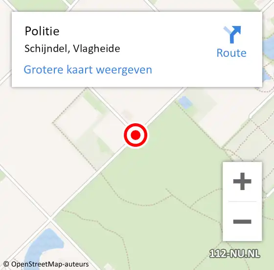 Locatie op kaart van de 112 melding: Politie Schijndel, Vlagheide op 16 april 2020 14:45