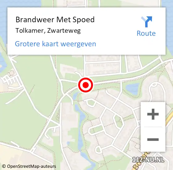 Locatie op kaart van de 112 melding: Brandweer Met Spoed Naar Tolkamer, Zwarteweg op 16 april 2020 15:23