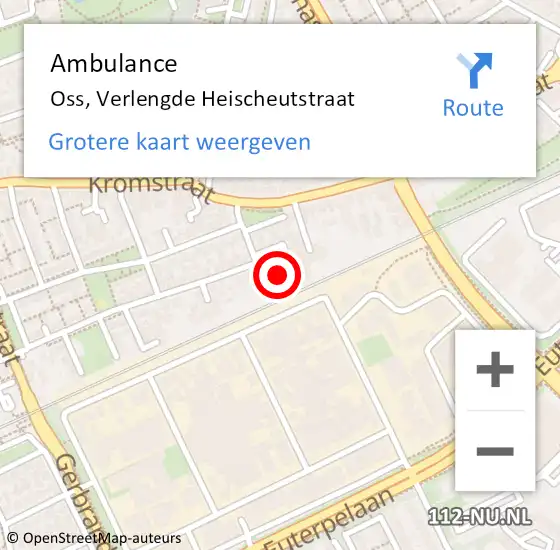 Locatie op kaart van de 112 melding: Ambulance Oss, Verlengde Heischeutstraat op 16 april 2020 15:44